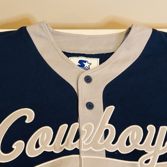 Starter Dallas Cowboys Baseball Jersey Men's XL Est 66 Blue Full Button - Picture 11 of 16